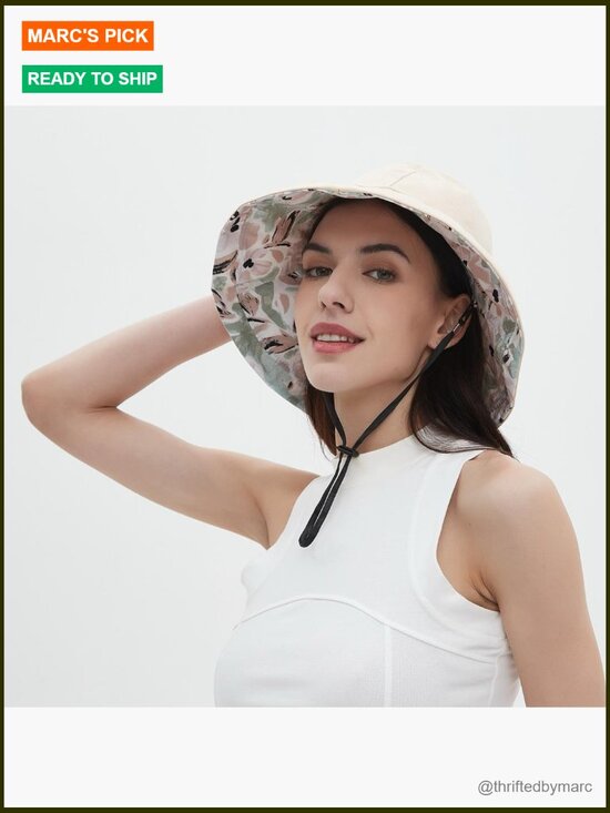 Wide Brim Reversible Bucket Hat UPF50+ Sun Protection Packable Cotton main image 6